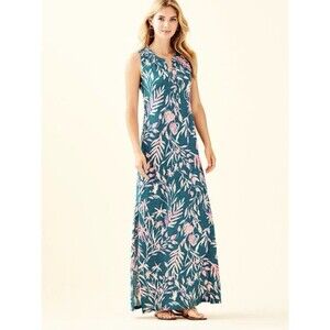 Lilly Pulitzer Essie Maxi Dress Tidal Wave Its Prime Time Pink Green Medium